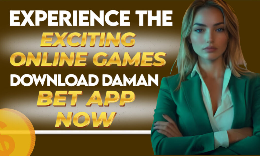 .A picture of a woman with an image of coins, highlighting the experience of online games on the Daman Bet app.